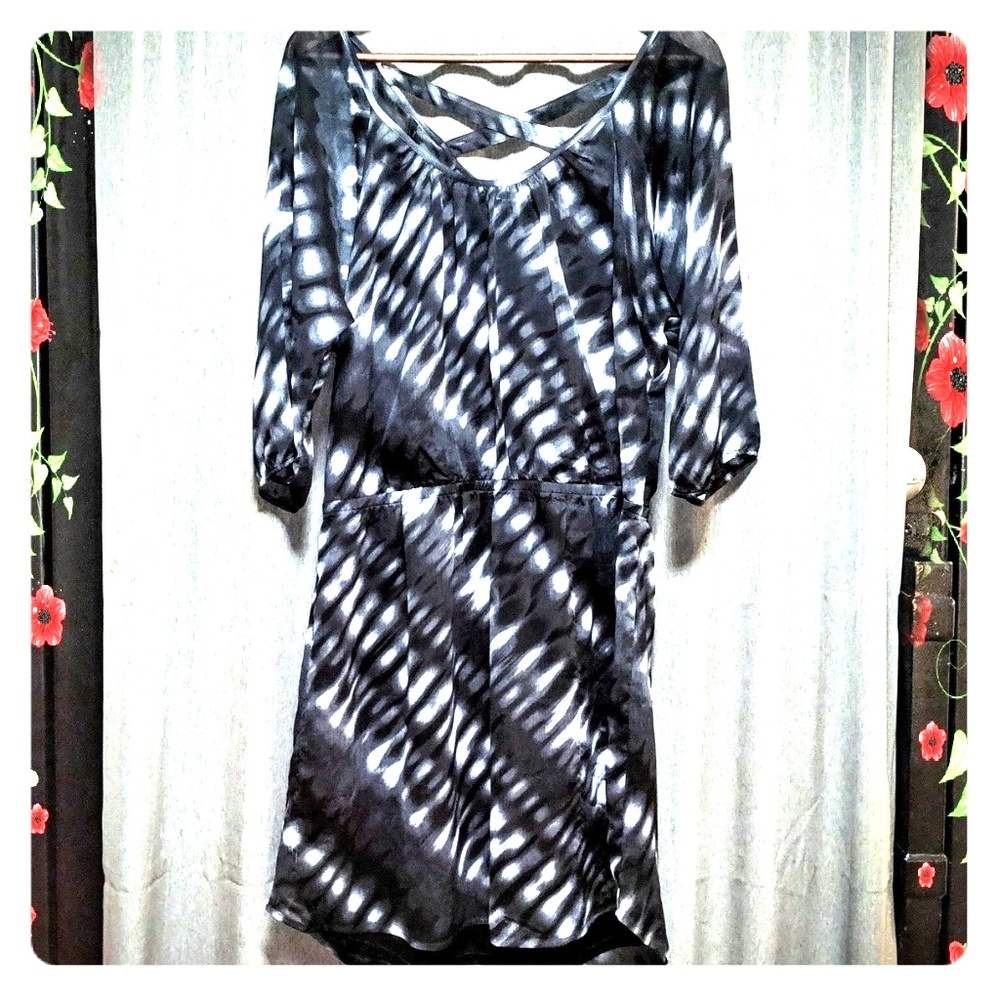 Express Pleated Chiffon Blouson Dress L